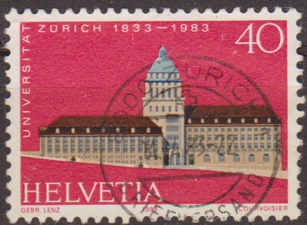 z vendido Suiza 1983 Scott 734 Sello Arquitectura Edificios Universidad Zurich Michel 1246 Switzerland Suisse 